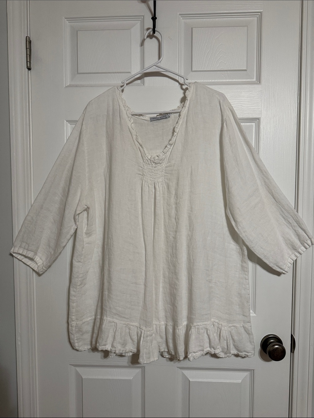 Tempo Paris Ruffle-Hem Linen Top